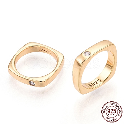 925 Sterling Silver Micro Pave Cubic Zirconia Linking Rings STER-T004-34G-1