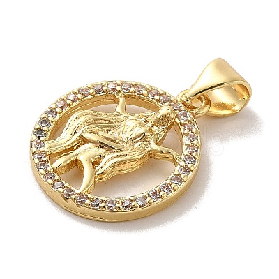 Zodiac Theme Brass Micro Pave Cubic Zirconia Pendants KK-M273-05H-G-1