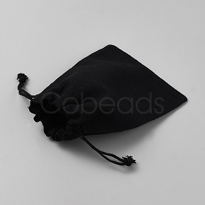 Jute Cloth Drawstring Bags with Gold Stamping Thank You for Being ABAG-WH0063-094-1