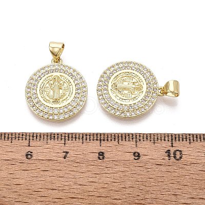 Religion Brass Micro Pave Clear Cubic Zirconia Pendants KK-N287-43G-02-1