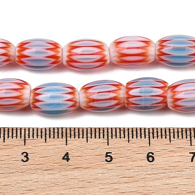 Handmade Millefiori Glass Oval Bead Strands LK-Z001-01B-08-1