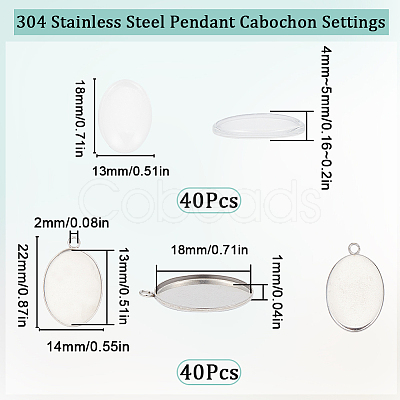 DIY Blank Oval Dome Pendant Making Kit DIY-SC0023-04-1