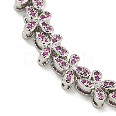Rack Plating Brass Pave Cubic Zirconia Butterfly Link Bracelets for Women BJEW-B110-05P-02-1