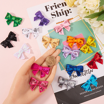 32Pcs 16 Colors Sequin Leather Bowknots DIY-GF0009-91-1