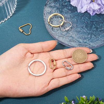 6Pcs 6 Styles 304 Stainless Steel Split Key Rings STAS-TA0003-46-1