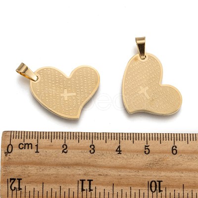 304 Stainless Steel Heart Lord's Prayer Cross Pendants STAS-O065-15-1