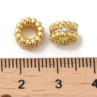 Rack Plating Brass Micro Pave Cubic Zirconia European Beads KK-K377-02G-1