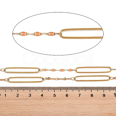 304 Stainless Steel Enamel Dapped Chain Oval Link Chains CHS-K021-15G-01-1