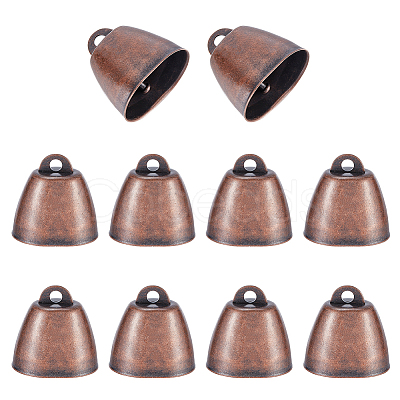 Tibetan Style Iron Bell Pendants FIND-WH0034-22R-1