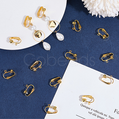 36Pcs Brass Clip-on Earring Findings KK-BBC0016-10G-1