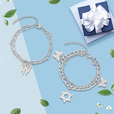 4Pcs 2 Styles Alloy Multi-strand Bracelets for Women BJEW-SC0001-59-1