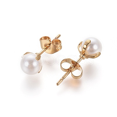 304 Stainless Steel Stud Earrings EJEW-I229-01G-B-1