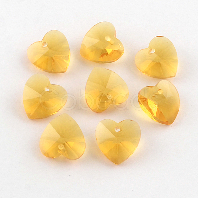 Transparent Glass Heart Pendants GLAA-R082-11-1