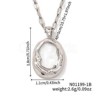 Chic Minimalist Brass Oval Pendant Dapped Chain Necklace for Women VG2128-2-1