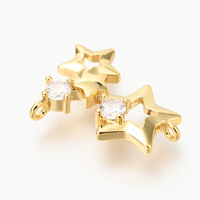 Brass Micro Pave Clear Cubic Zirconia Pendant Link ZIRC-O036-23G-1