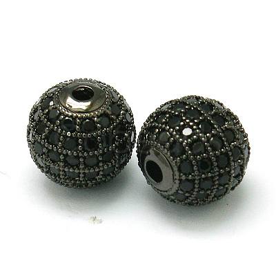 Brass Cubic Zirconia Beads ZIRC-D022-02B-10mm-1