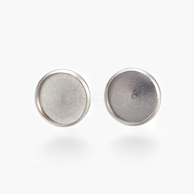 Tarnish Resistant Eco-Friendly 316 Surgical Stainless Steel Stud Earring Settings STAS-F181-01P-12mm-1