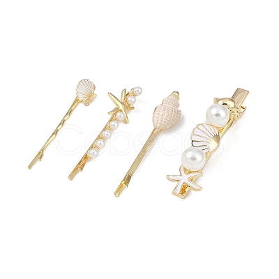 Conch/Starfish/Shell Shape Alloy Hair Bobby Pin Sets AJEW-A056-02E-1