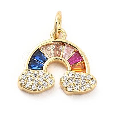 Rack Plating Brass Cubic Zirconia Charm KK-K270-01G-1