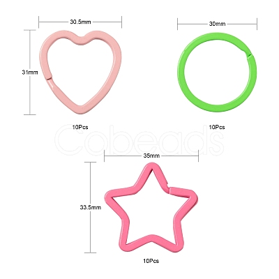 30Pcs 3 Style Spray Painted Iron Split Key Rings KEYC-LS0001-02-1
