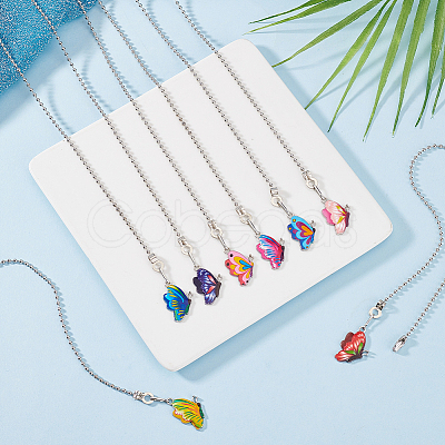 16Pcs 8 Colors Butterfly Alloy Charms Ceiling Fan Pull Chain Extenders HJEW-GO00069-1