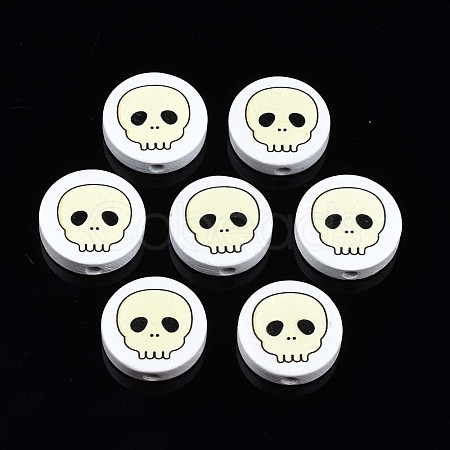 Halloween Printed Natural Wood Beads WOOD-T021-97-1