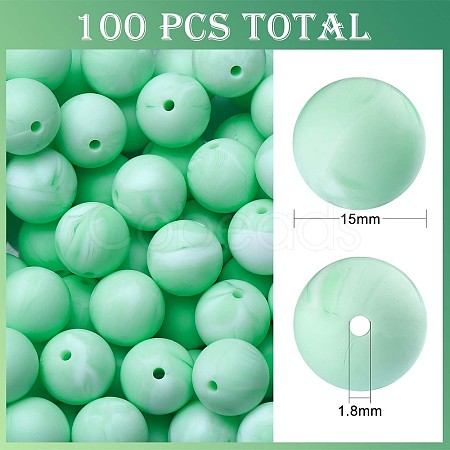 100Pcs Silicone Beads Round Rubber Bead 15MM Loose Spacer Beads for DIY Supplies Jewelry Keychain Making JX463A-1