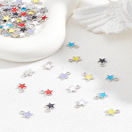 98Pcs 7 Colors Alloy Enamel Charms ENAM-LP0001-12-1