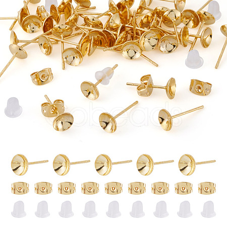 50Pcs Brass Earring Settings KK-TA0008-38B-1