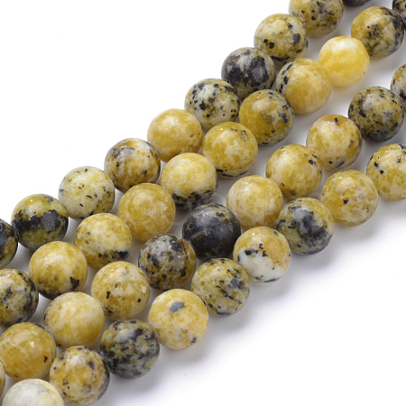 Natural Yellow Turquoise(Jasper) Beads Strands X-G-R345-6mm-44-1