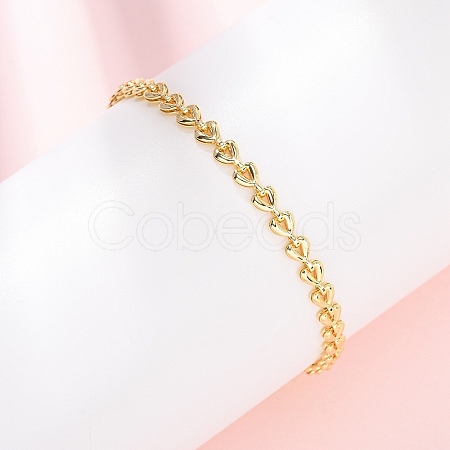 Brass Link Chain Bracelets for Women BJEW-C140-12G-1