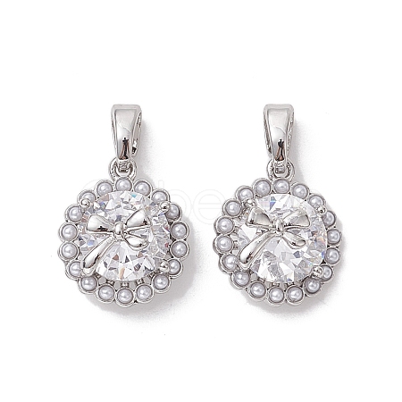 Brass Micro Pave Clear Cubic Zirconia Charms KK-K360-15P-1