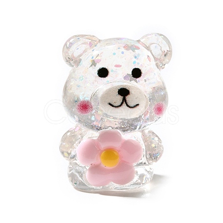 Transparent Resin Little Bear Ornament RESI-S015-01F-1