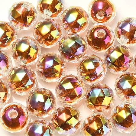 Two Tone UV Plating Rainbow Iridescent Acrylic Beads TACR-D010-06F-1