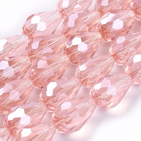 Electroplate Glass Beads Strands X-EGLA-R008-15x10mm-7-1
