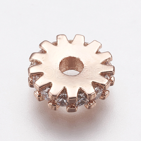 Brass Micro Pave Cubic Zirconia Bead Spacers ZIRC-E143-21RG-1