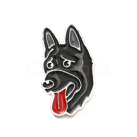 Dog Enamel Pin with Brass Butterfly Clutches JEWB-A006-03H-1