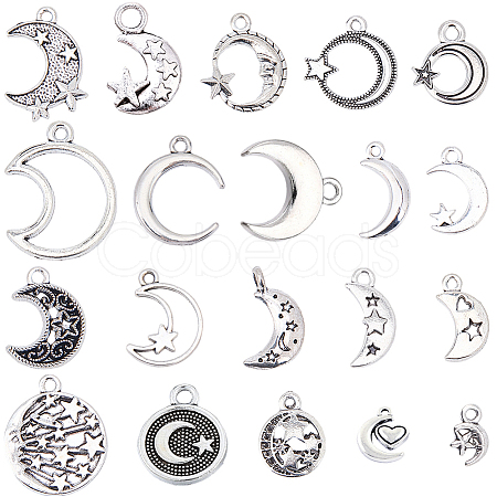 100Pcs 20 Styles Tibetan Style Alloy Pendants FIND-BM0001-17-1