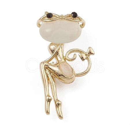 Alloy with Cat Eye Brooch JEWB-Q030-46G-1