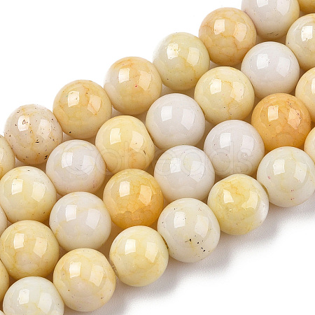 Ombre Effect Dyed Crackle Glass Round Beads Strands X1-GLAA-T031-01F-1