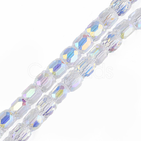 Electroplate Transparent Glass Beads Strands EGLA-N002-32-C03-1