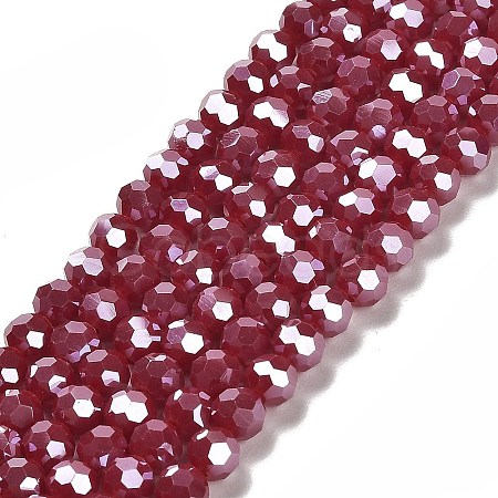 Electroplate Opaque Glass Beads Strands EGLA-A035-P6mm-A16-1