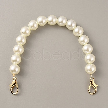 Resin Imitation Pearl Beaded Chain Purse Strap Extenders FIND-WH0143-96C-1
