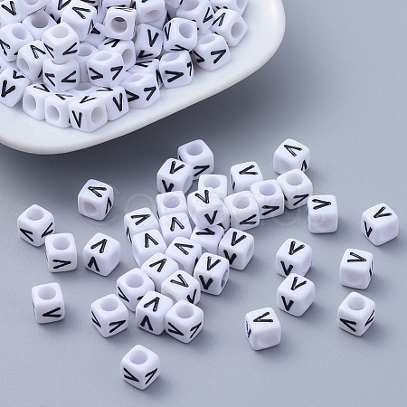 Acrylic Horizontal Hole Letter Beads PL37C9308-V-1
