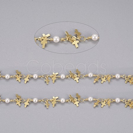 3.28 Feet Handmade Brass Beaded Chains X-CHC-I029-02G-1