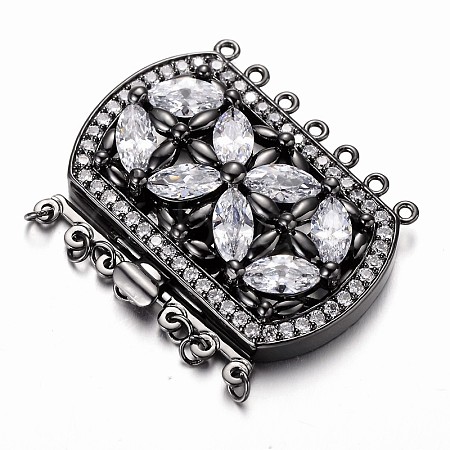 Brass Cubic Zirconia Box Clasps ZIRC-O020-08B-NR-1