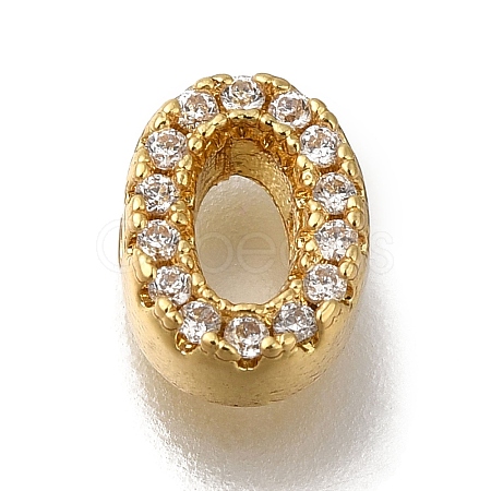 Rack Plating Brass Micro Pave Clear Cubic Zirconia Beads KK-G500-30G-O-1