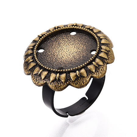 Adjustable Flower Alloy & Iron Bezel Cup Ring Base with Rotatable Tray MAK-T012-07AB-1