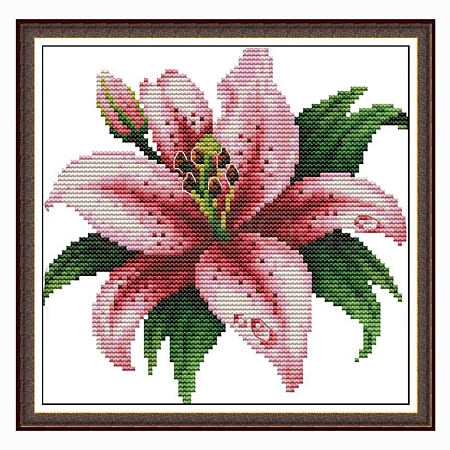 Lily Pattern DIY Cross Stitch Beginner Kits DIY-NH0001-02-1