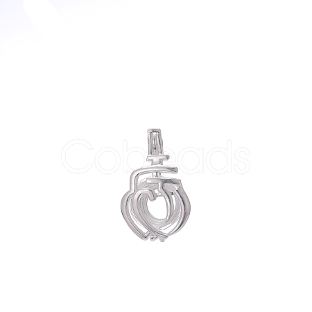 Hollow Brass Bead Cage Pendants FIND-PW0024-27A-1